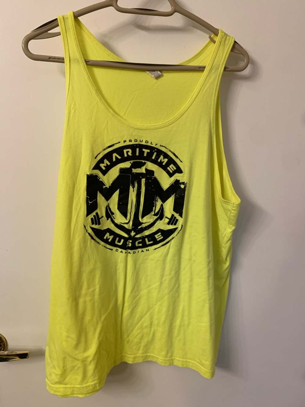 Bella Canvas Neon Yellow Tank Top with Black Maritime Muscle Logo